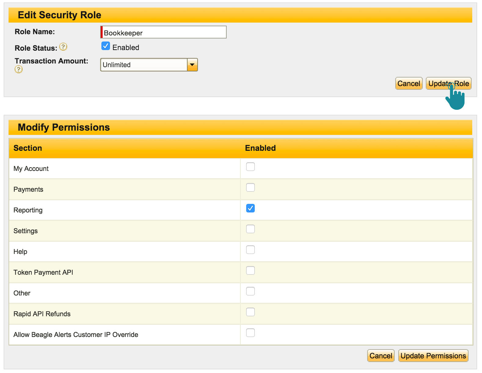 eWay Edit Role Modify Permissions for Bookkeepers Accountants