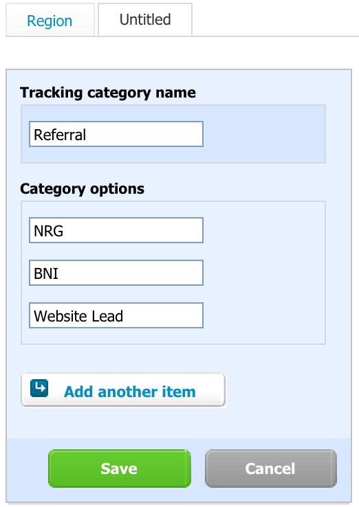 Tracking Category naming for referral tracking in Xero