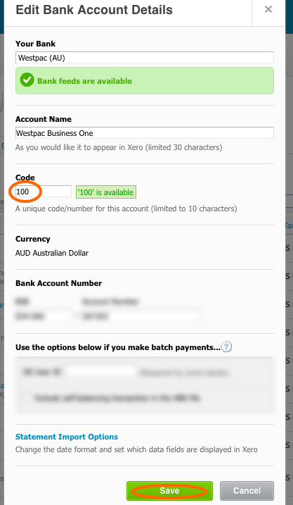 Xero Bank Account Code for IntegraPay
