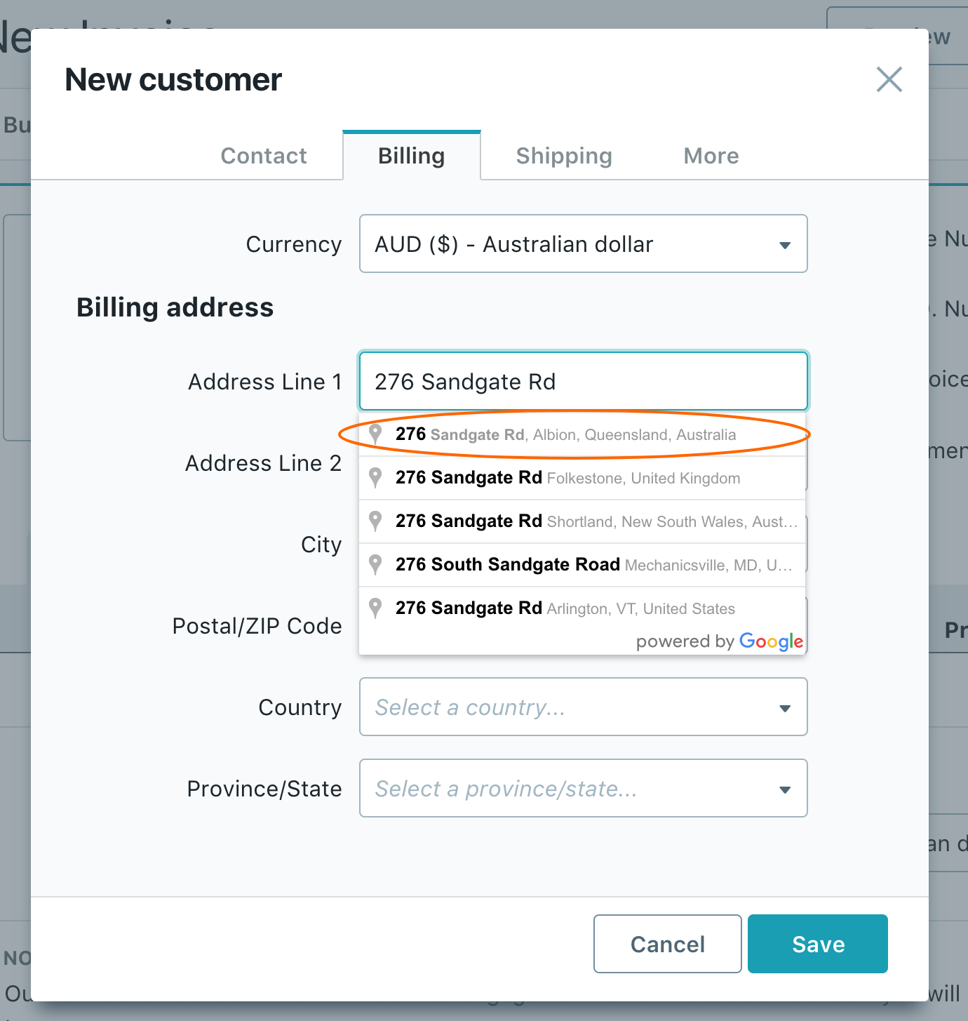 Pre-populate Billing Address for your Invoice with Google Maps Data
