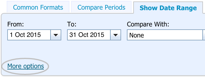 Report Data Range More Options