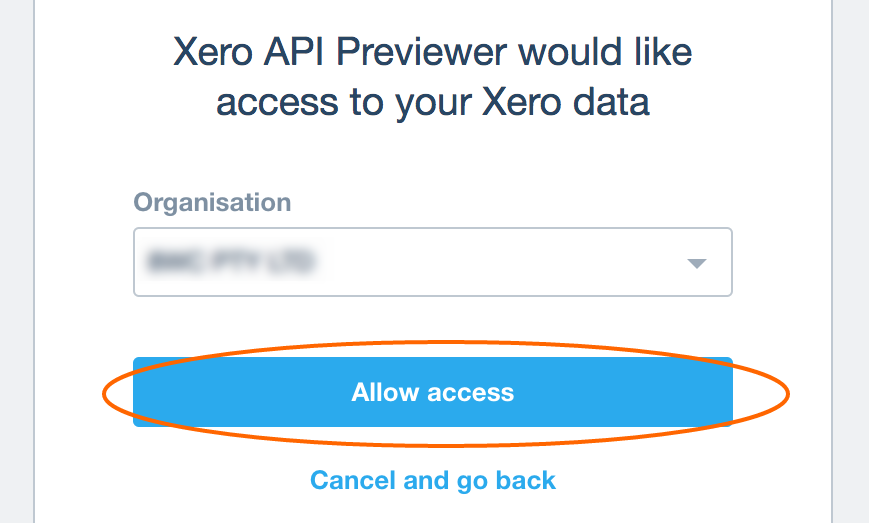 Allow access Xero API to extract data
