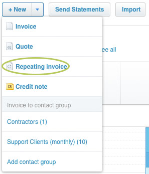 New Invoice Repeating Invoice