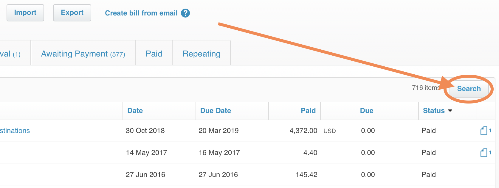 Search Deleted Invoices Voided Xero