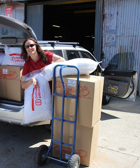 Pillow drive for the victims of the flood Kirsten Blake and Kate Jones Connected Inc