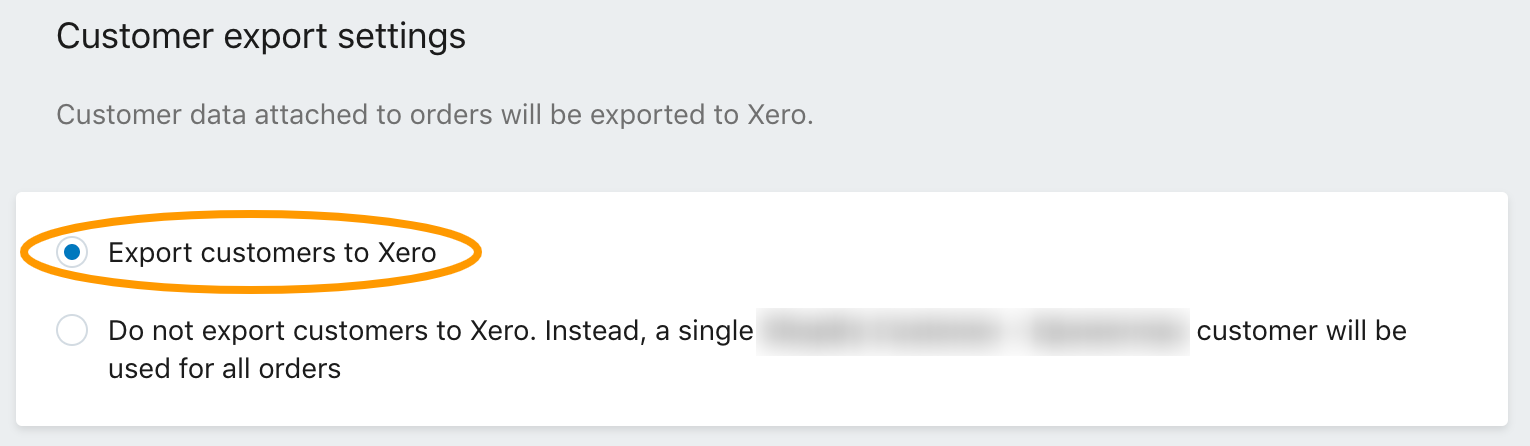 Contact Export Settings for Xero Shopify Integration
