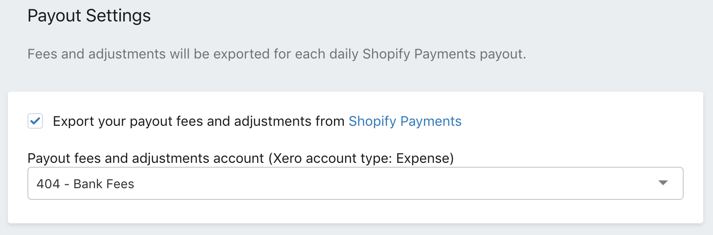 Payout Settings - Shopify Payment Fees