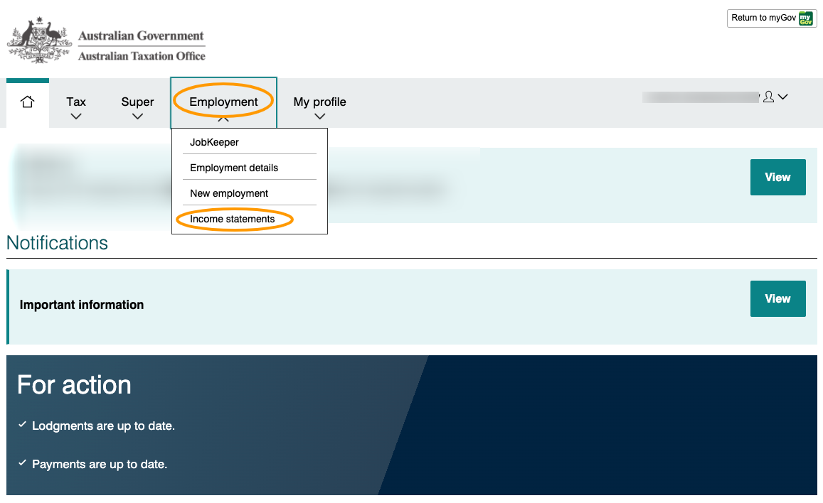 Einzel Australian Taxation Office Employment Income Statement