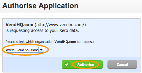 Authorise Vend in Xero