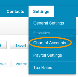 Xero Settings Chart Of Accounts
