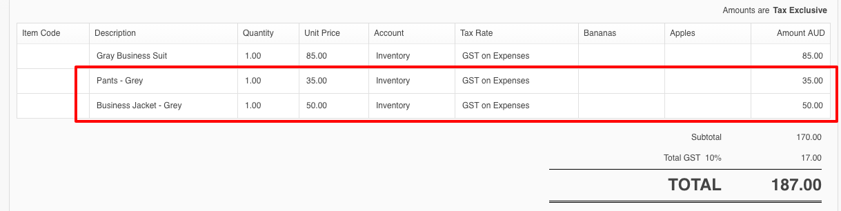 Xero Composite Product Double up in Xero