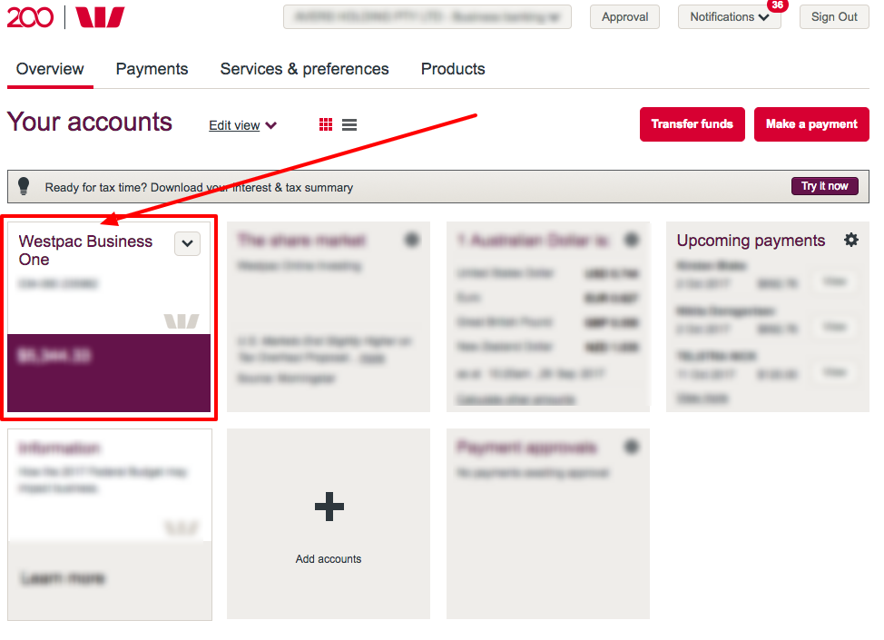 Westpac Online Business Banking Exporting Transactions