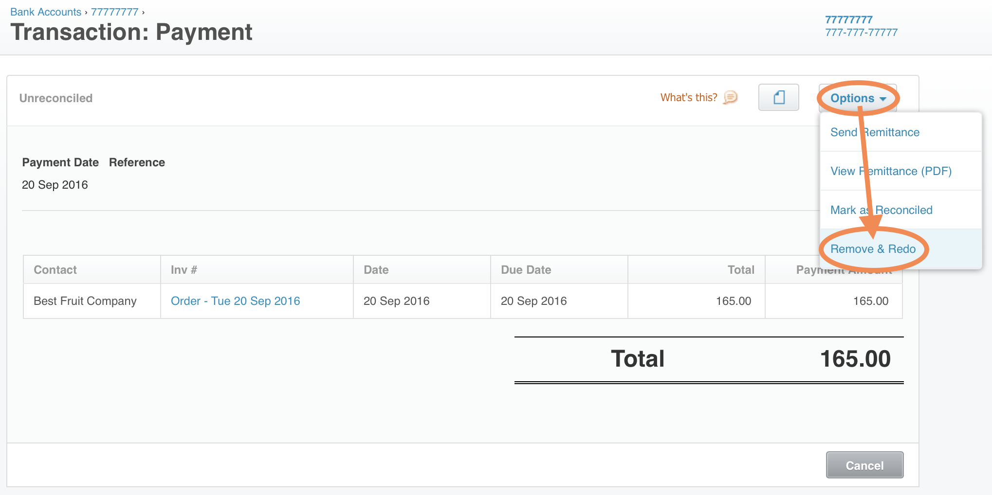 Remove & Redo Payment for Xero Invoice