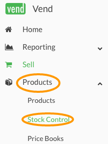 Vend Stock Control Products 