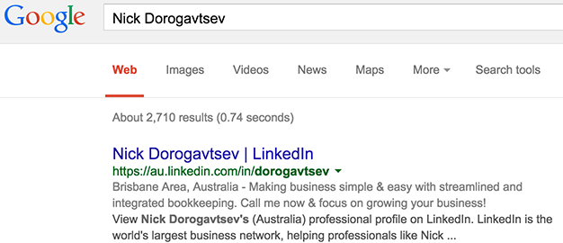 LinkedIn SEO Google Search Result Vanity URL
