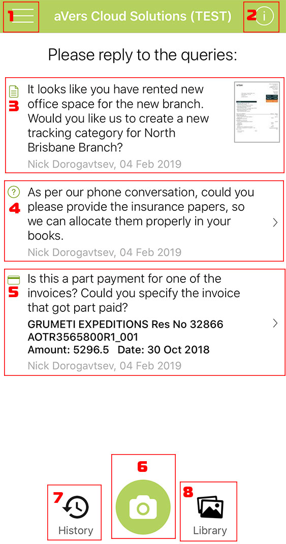 Bookkeeping App Communication Screen